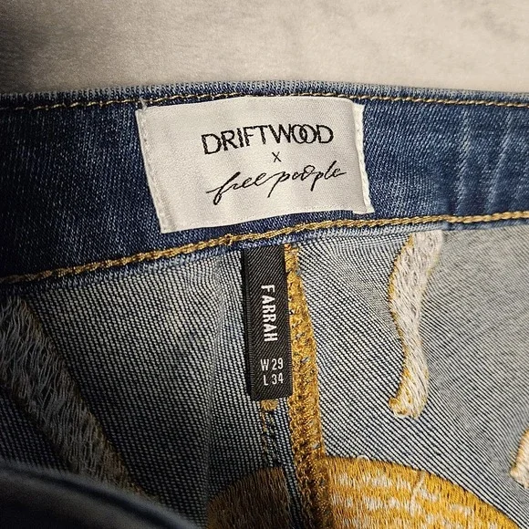 Driftwood by Free People Blue Farrah Sunset Flare Bojo Western Denim Jeans Sz 29 - Picture 6 of 12